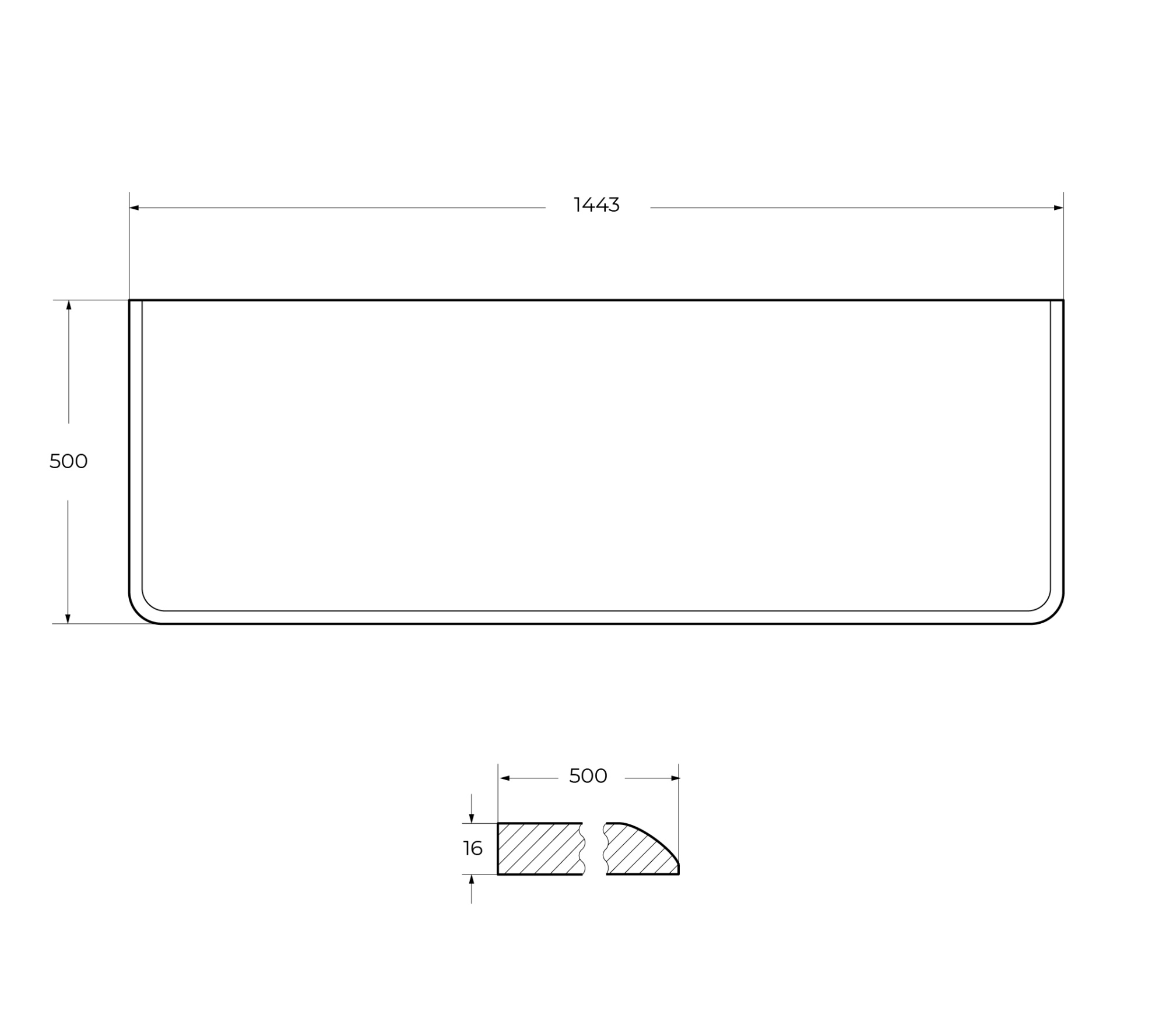 Столешница Cezares Idra 145 см 55840 под раковину nero opaco