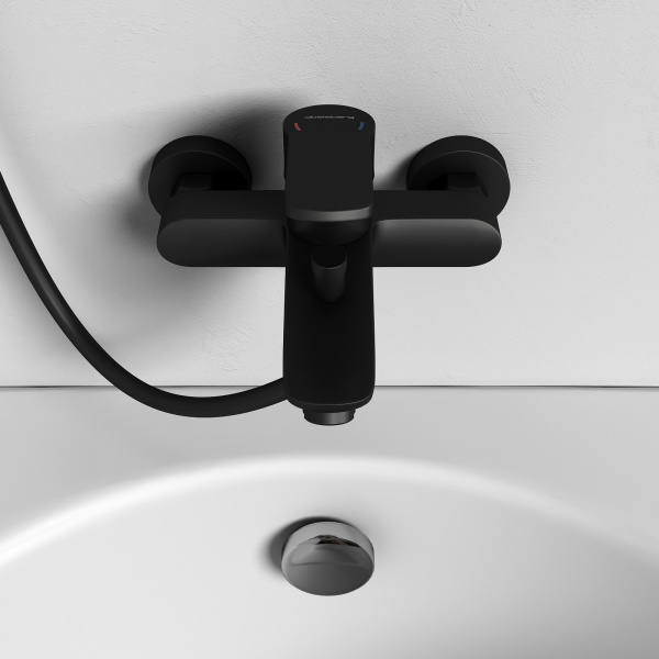 Смеситель для ванны Abelsberg Lineara UNF25747MB вулканический черный матовый