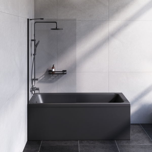 Стеклянная шторка для ванны AM.PM Gem 80x140 W90BS-080-140BT профиль черный