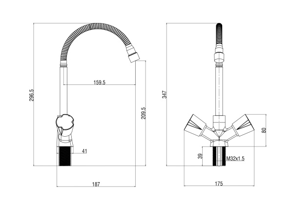 Смеситель для кухни Voda Calm CALM519flex хром глянцевый