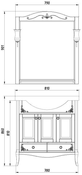 Зеркало с полкой 71x90 см Asb-Woodline Салерно 9691 орех темный Зеркало с полкой 71x90 см Asb-Woodline Салерно 9691 орех темный