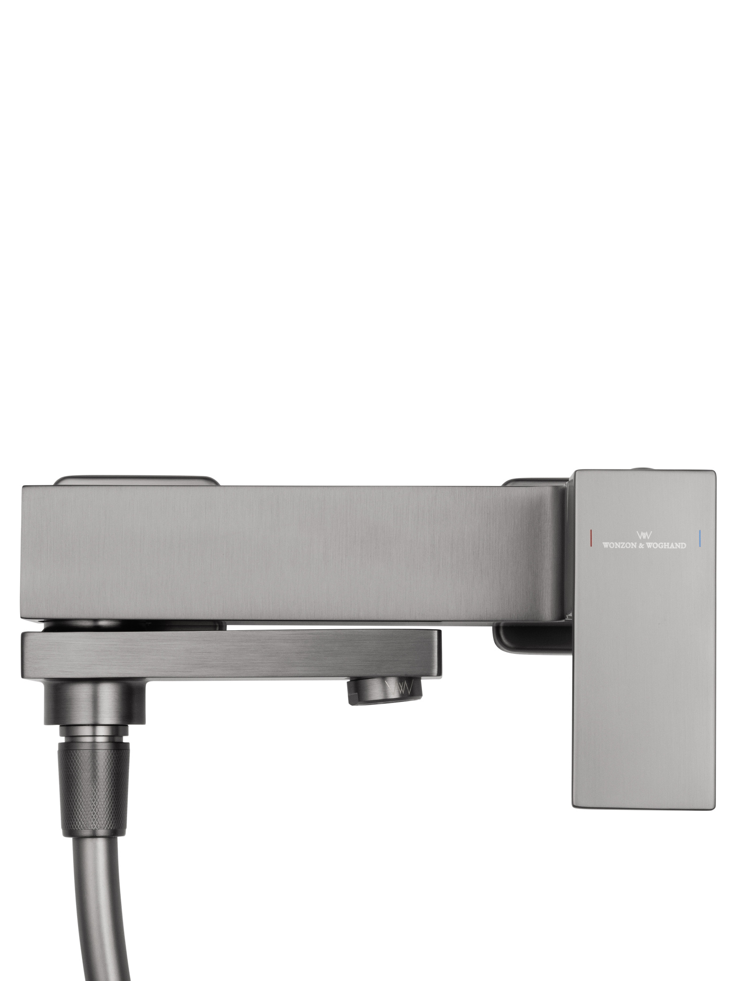 Смеситель для ванны с душем и гарнитуром Wonzon & Woghand Cube WW-88639016-BGM темный графит брашированный