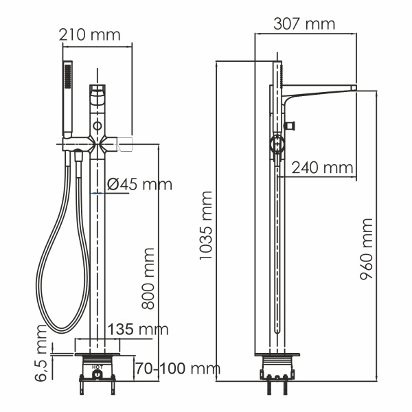 Смеситель для ванны WasserKRAFT Sauer 7121 Смеситель для ванны WasserKRAFT Sauer 7121