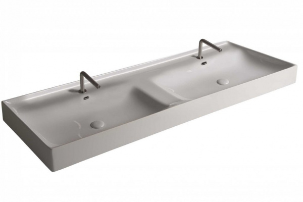 Керамическая раковина двумя чашами 121x46 см Cezares TECLA TOUCH TC07011 белый Керамическая раковина двумя чашами 121x46 см Cezares TECLA TOUCH TC07011 белый