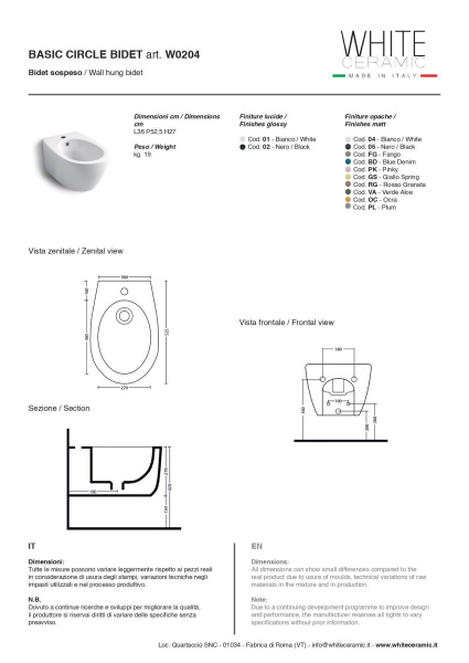 Подвесное крепежом  White Ceramic Basic W020401 белый Подвесное крепежом  White Ceramic Basic W020401 белый