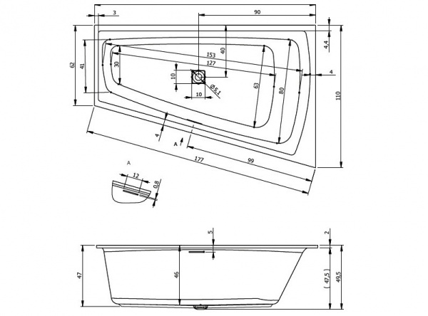 Ванна акриловая RIHO STILL SMART L 170x110 BR0400500000000 Ванна акриловая RIHO STILL SMART L 170x110 BR0400500000000