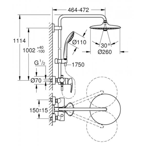 Душевая колонна  Grohe  27473002 Душевая колонна  Grohe  27473002