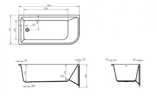 Акриловая ванна отдельнотоящая 150x73 см BelBagno  BB712-1500-730-L белый Акриловая ванна отдельнотоящая 150x73 см BelBagno  BB712-1500-730-L белый