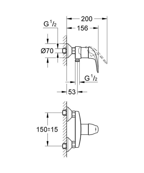 Смеситель для душа  Grohe Eueroeco 32740000 хром Смеситель для душа  Grohe Eueroeco 32740000 хром