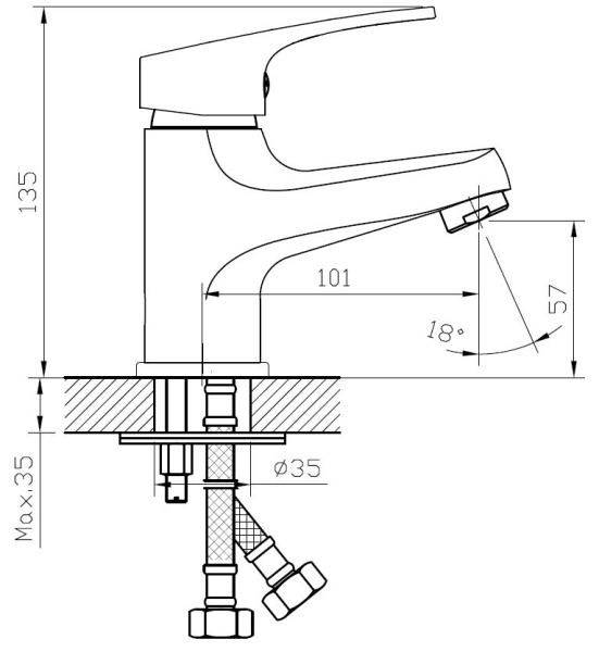 Смеситель для раковины Voda Splash SPL26 хром