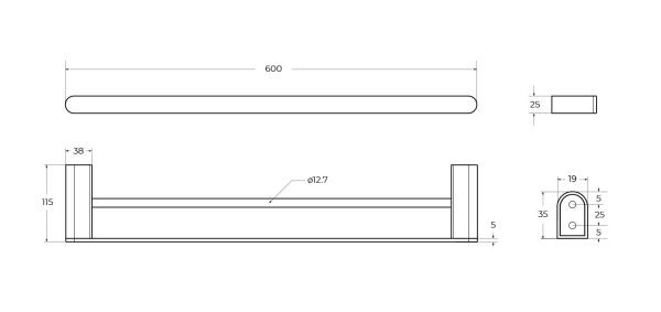 Полотенцедержатель двойной  Cezares STYLUS STYLUS-THD-60-BORO золото матовое Полотенцедержатель двойной  Cezares STYLUS STYLUS-THD-60-BORO золото матовое