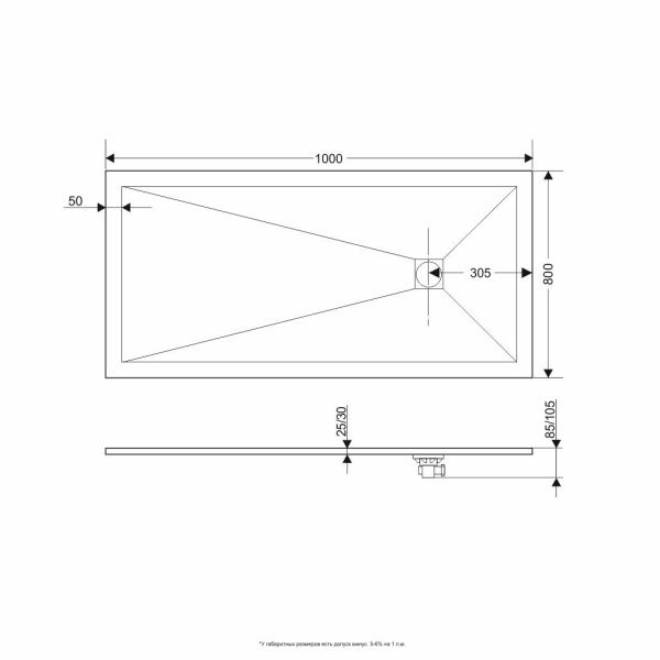 Душевой поддон каменный 80x100 Grossman Strong GR-S180100Q белый Душевой поддон каменный 80x100 Grossman Strong GR-S180100Q белый