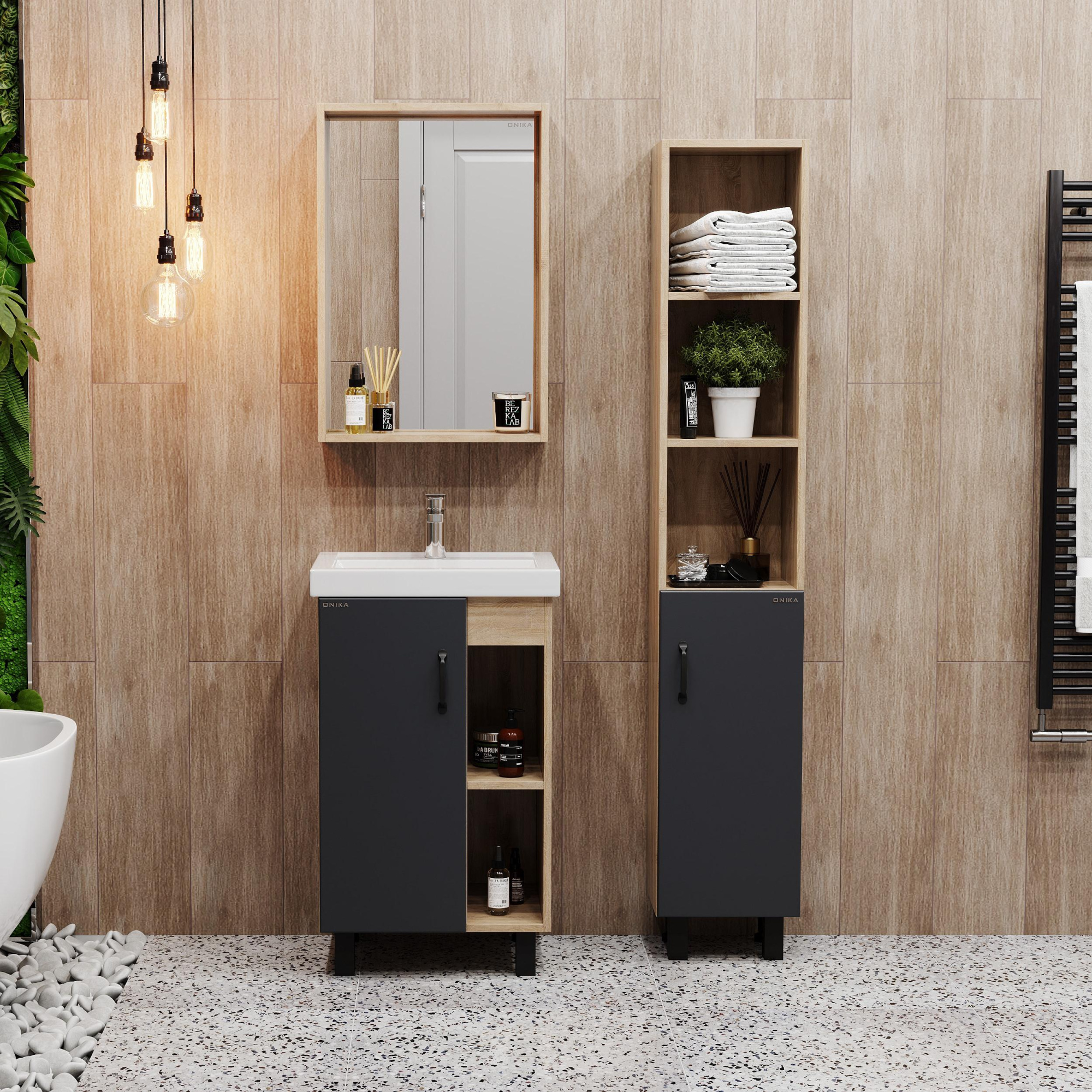 Тумба под раковину Onika Тимбер 50 см 105035 дуб сонома/серый матовый