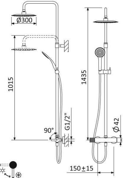 Душевая стойка  Cezares LEAF LEAF-CDA-30-L-NOP черный матовый Душевая стойка  Cezares LEAF LEAF-CDA-30-L-NOP черный матовый