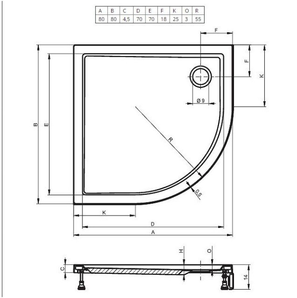 Акриловый поддон для душа Riho Davos 80x80 D002018005 белый