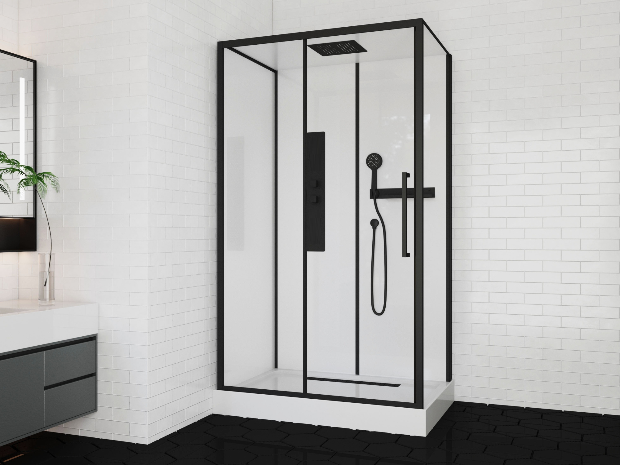 Душевая кабина Ceruttispa 120x210 AMI120 профиль черный