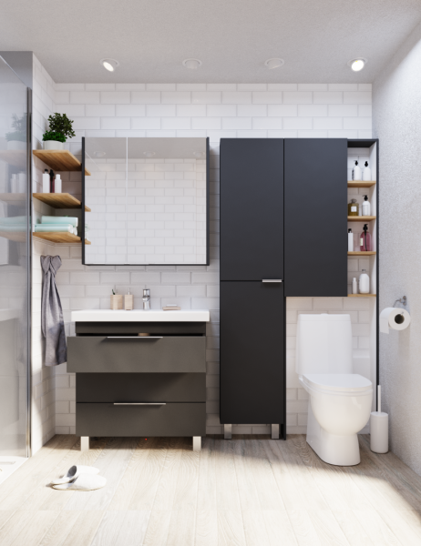 Зеркальный шкаф 1Marka Gaula 80 2д.Black У92543 Зеркальный шкаф 1Marka Gaula 80 2д.Black У92543