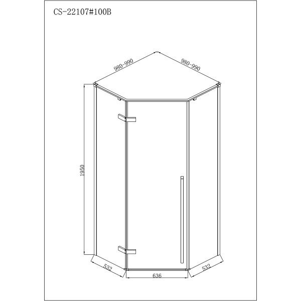Душевое ограждение 100 см Loranto  CS-22107B-100 Душевое ограждение 100 см Loranto  CS-22107B-100