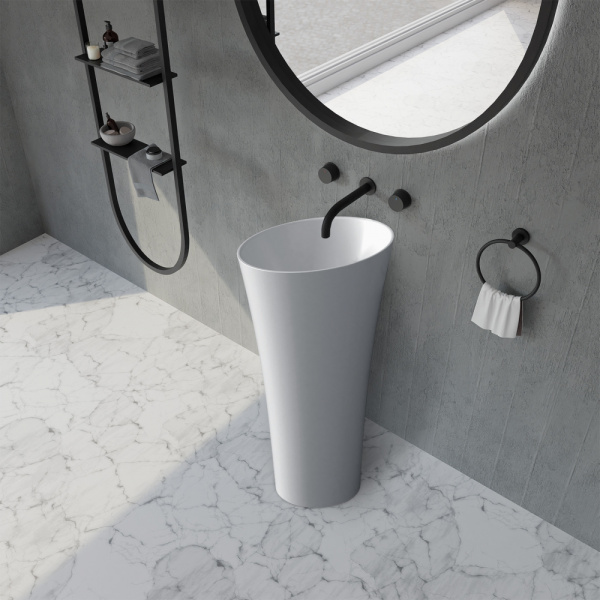 Раковина напольная Abber Stein 50 см AS2509-H белая матовая