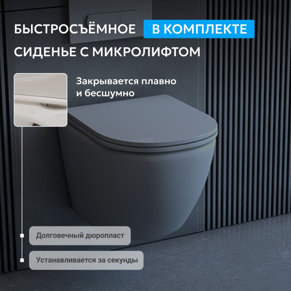 Унитаз Abber Bequem AC1101MG подвесной с микролифтом