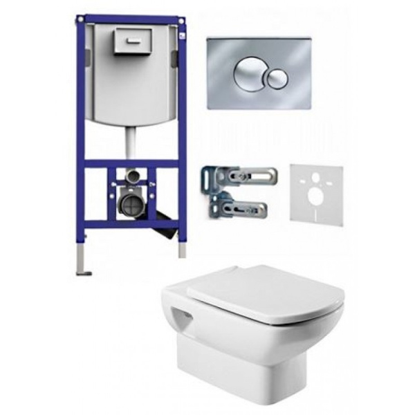 ПЭК Roca Dama Senso Pack 893104090 подвесной унитаз + инсталляция + кнопка + сиденье ПЭК Roca Dama Senso Pack 893104090 подвесной унитаз + инсталляция + кнопка + сиденье