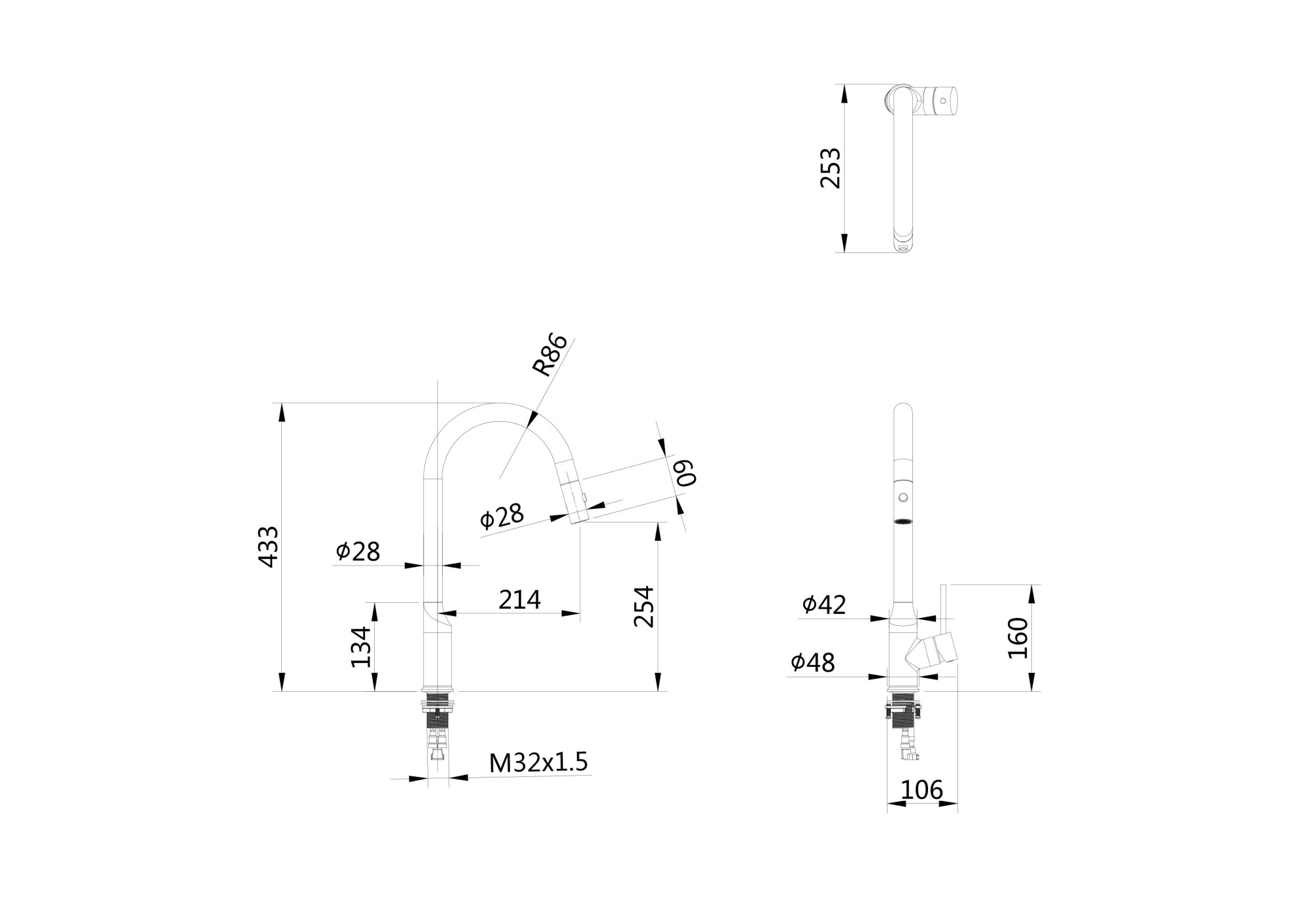 Смеситель для кухонной мойки Wonzon & Woghand WW-A21252-MW белый матовый