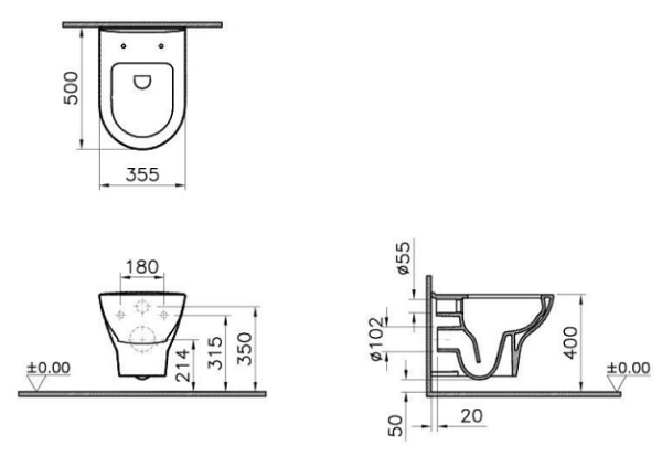Унитаз VitrA Zentrum 5795B003-0075 подвесной безободковый