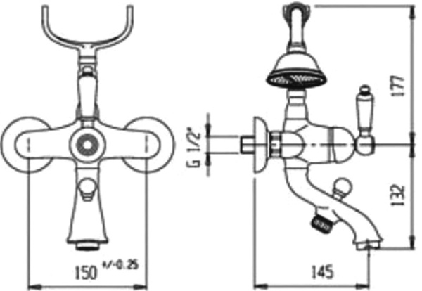 Смеситель Caprіgo Antique 04-011-crm для для ванны с душем хром глянцевый