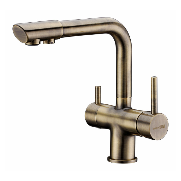 Смеситель для мойки с дополнительным изливом для фильтра WasserKRAFT A8037 светлая бронза матовый