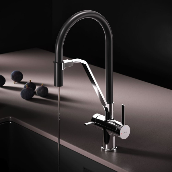 Смеситель для кухонной мойки Am.Pm Func с каналом для фильтра F8F07802 черный с хромом матовый