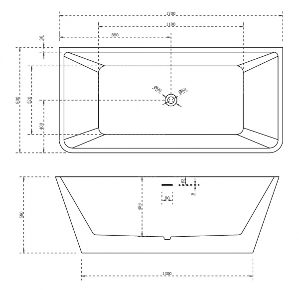 Ванна акриловая отдельностоящая 170x80 ABBER AB9212-1.7 Ванна акриловая отдельностоящая 170x80 ABBER AB9212-1.7