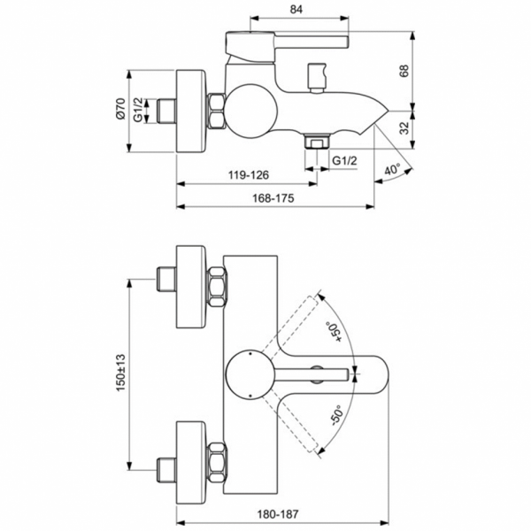 Смеситель для ванны с душем Ideal Standard BC199U5 Смеситель для ванны с душем Ideal Standard BC199U5