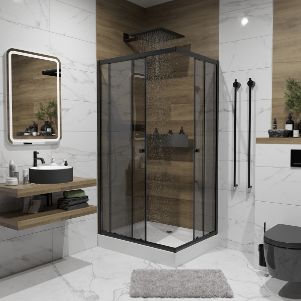 Душевой уголок 100x80 Niagara Eco NG-018-14QT низкий поддон стекло тонированное Душевой уголок 100x80 Niagara Eco NG-018-14QT низкий поддон стекло тонированное