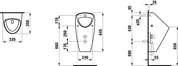Писсуар подвесной LAUFEN Caprino Plus 4206.1 Писсуар подвесной LAUFEN Caprino Plus 4206.1