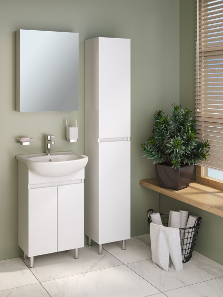 Шкаф зеркальный Runo Лада 50 см 00-00001158 R белый