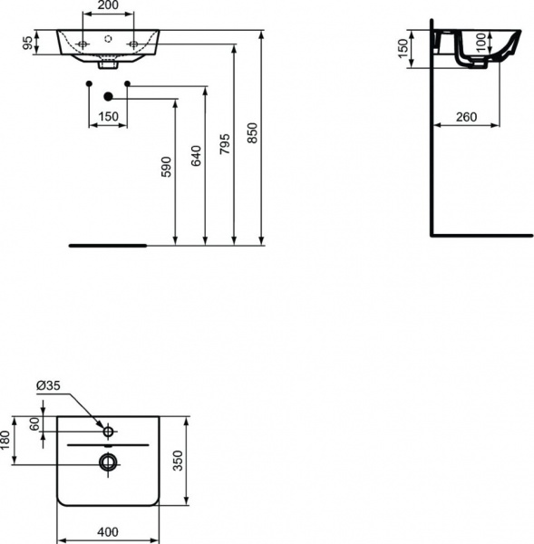 Раковина 40 см Ideal Standard CONNECT AIR E0307V3 Раковина 40 см Ideal Standard CONNECT AIR E0307V3