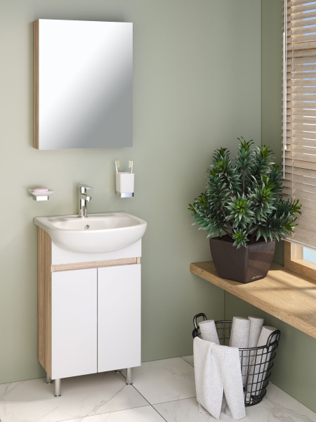 Тумба под раковину Runo Лада 50 см 00-00004575 напольная белая