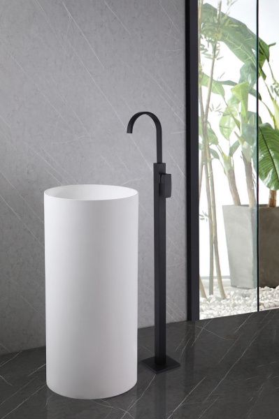 Смеситель напольный для раковины ABBER Wasserfall AF8640B черный матовый Смеситель напольный для раковины ABBER Wasserfall AF8640B черный матовый