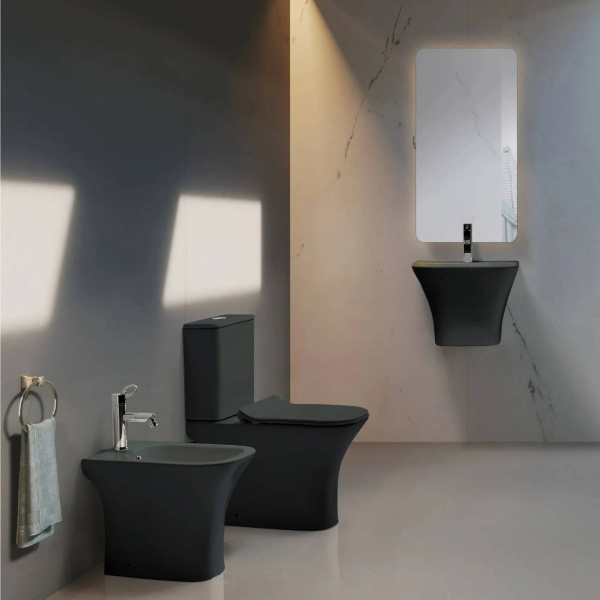Унитаз-компакт безободковый с сиденьем микролифт Cerutti SPA VETTORE MB CN9241 матовый черный Унитаз-компакт безободковый с сиденьем микролифт Cerutti SPA VETTORE MB CN9241 матовый черный