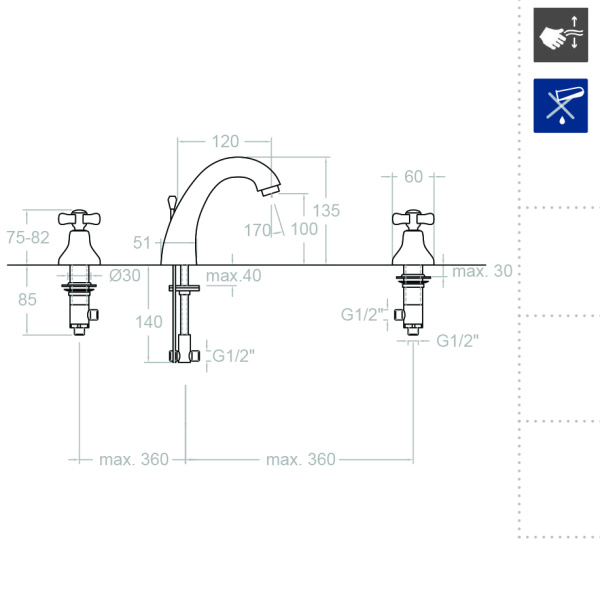 Смеситель для раковины Ramonsoler Gaudi 3142C встраиваемый хром