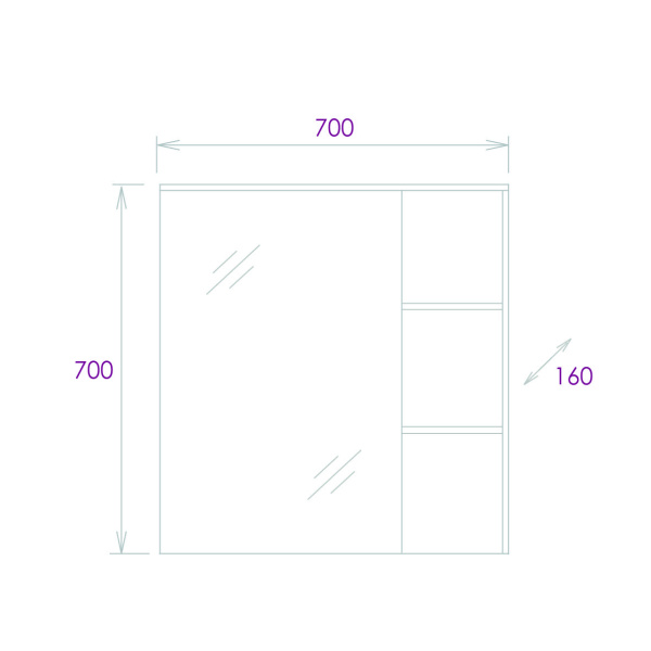 Шкаф зеркальный Onika Легран 70 см 207036 дуб галифакс