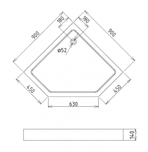 Поддон для душа 90x90 GEMY ST10T Поддон для душа 90x90 GEMY ST10T