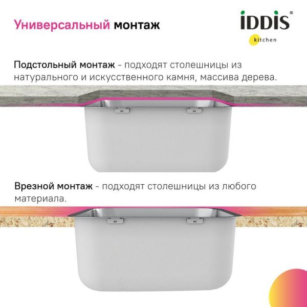 Мойка 44,6х44,6х18 см IDDIS Mate MAT44S0i77 сталь Мойка 44,6х44,6х18 см IDDIS Mate MAT44S0i77 сталь
