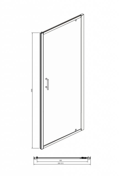 Душевая дверь в нишу 900х200 Bravat Drop BD090.4110A Душевая дверь в нишу 900х200 Bravat Drop BD090.4110A