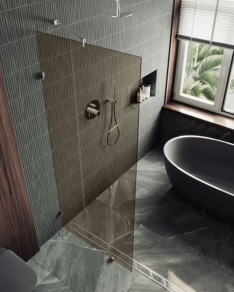 Душевая перегородка коннектор стена-стекло 89x195 см MaybahGlass  MGD-263-4 стекло бронза Душевая перегородка коннектор стена-стекло 89x195 см MaybahGlass  MGD-263-4 стекло бронза