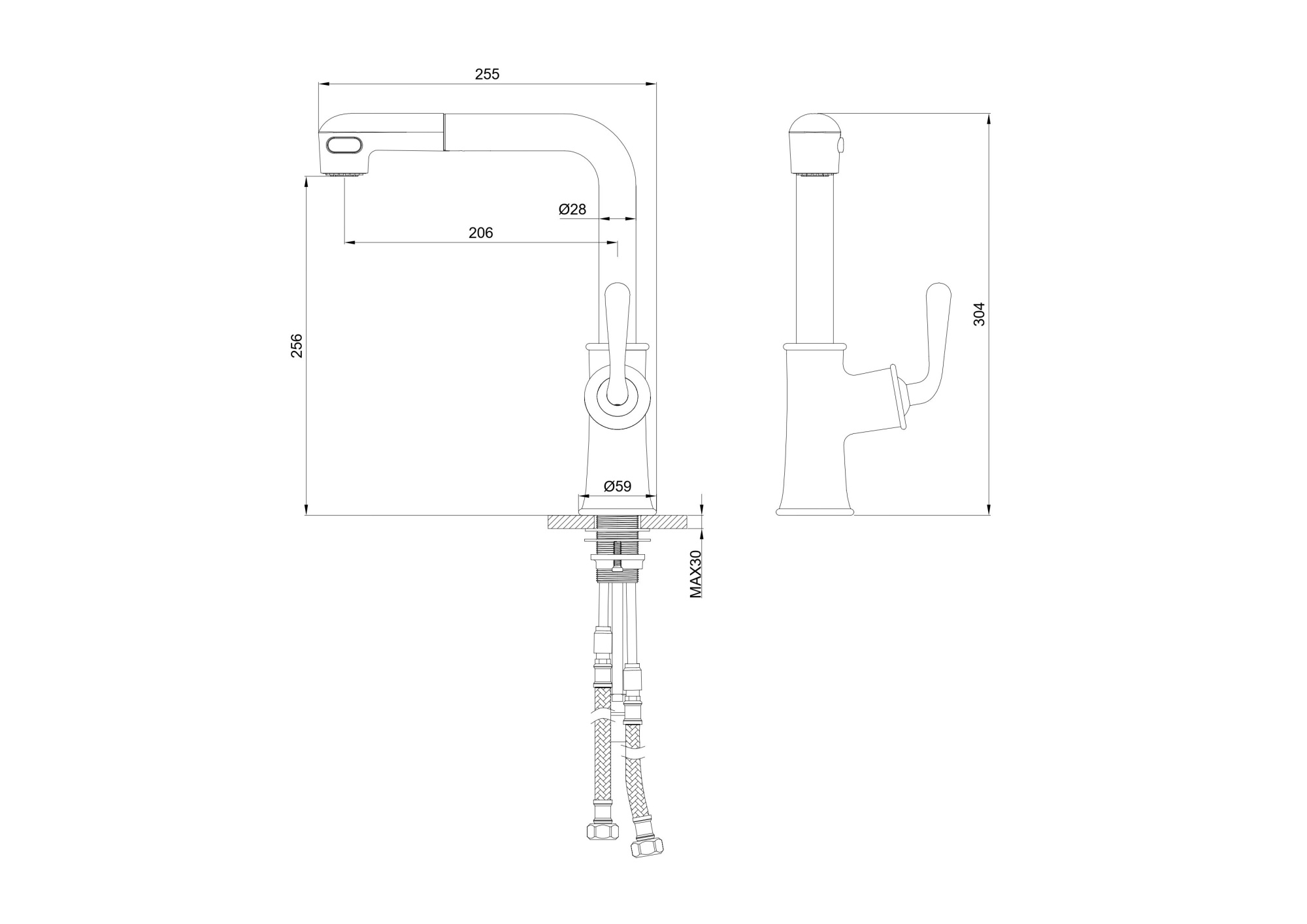 Смеситель для кухонной мойки Wonzon & Woghand WW-88439008A-CR хром глянцевый