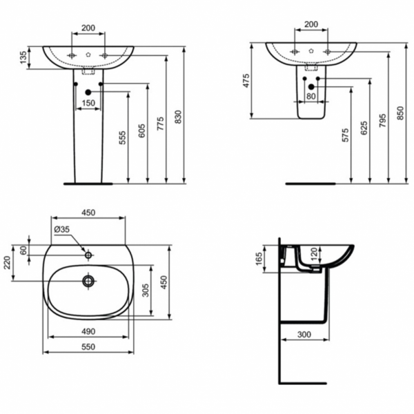 Раковина 55 см Ideal Standard TESI T352301 Раковина 55 см Ideal Standard TESI T352301