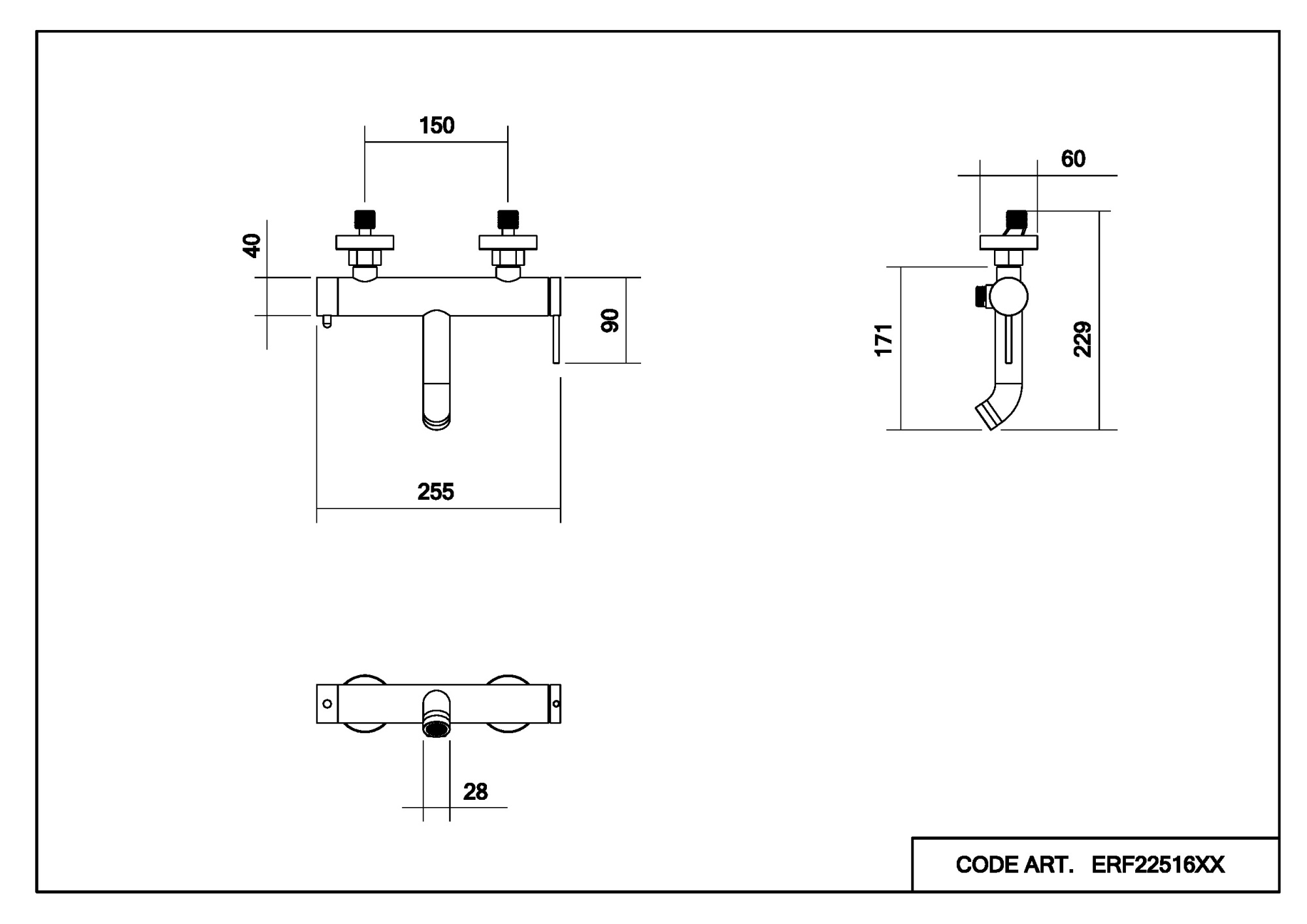 Смеситель для ванны Abelsberg Fluida ERF22516CH хром глянцевый