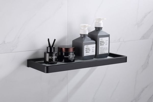 Полка стеклянная 40x14x3 см ABBER Westen AA1759B черный матовый Полка стеклянная 40x14x3 см ABBER Westen AA1759B черный матовый