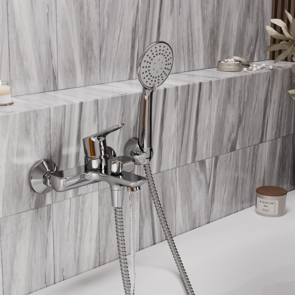 Смеситель для ванны с душевым гарнитуром WasserKRAFT Lippe 4501 хром глянцевый